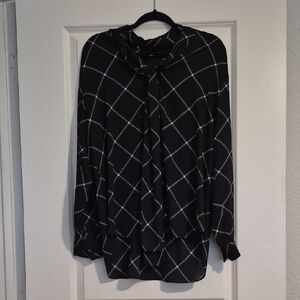 Worthington Black and White Checkered Blouse